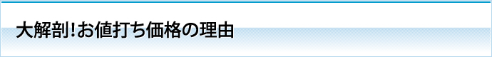 大解剖！お値打ち価格の理由